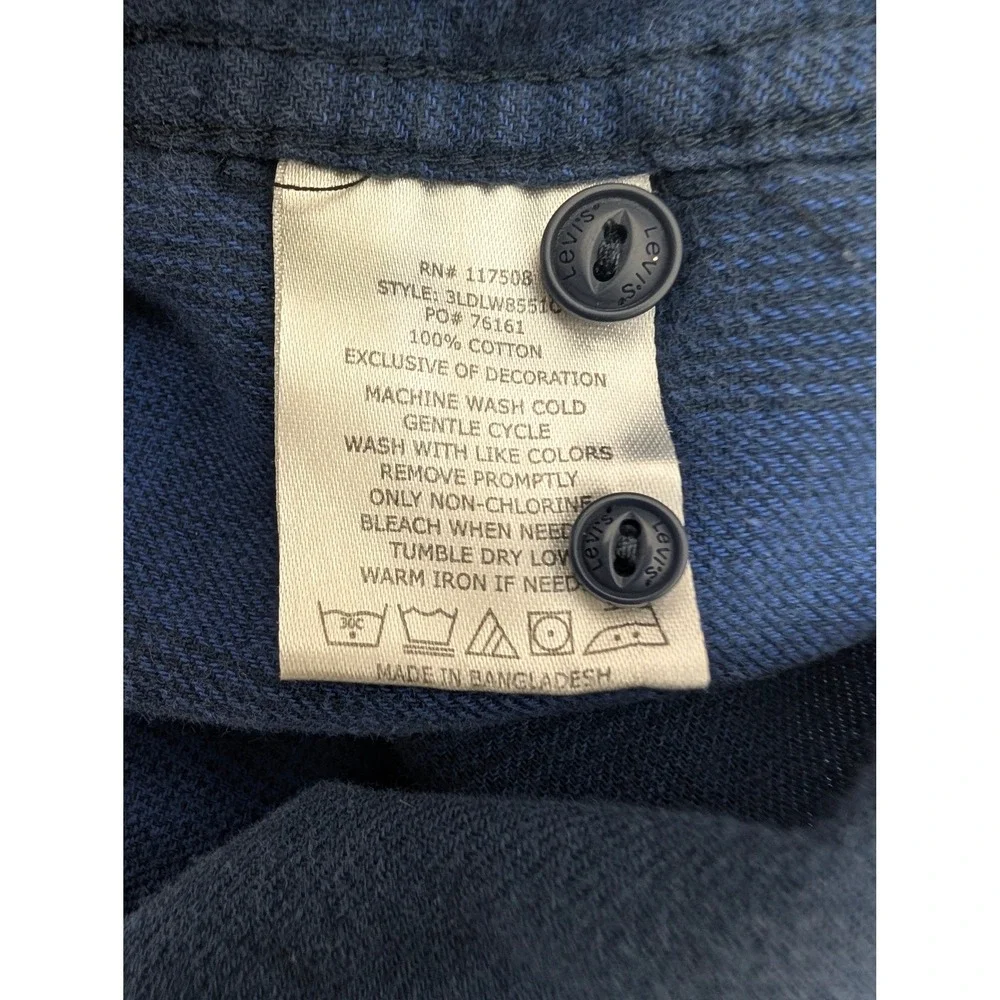 Levi's Plaid Flannel Button Down Long Sleeve Shirt Men's XL Blue Cotton Western